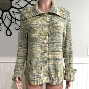 J. Jill Buttoned Sweater Cardigan Multicolor Knit Collared size Medium